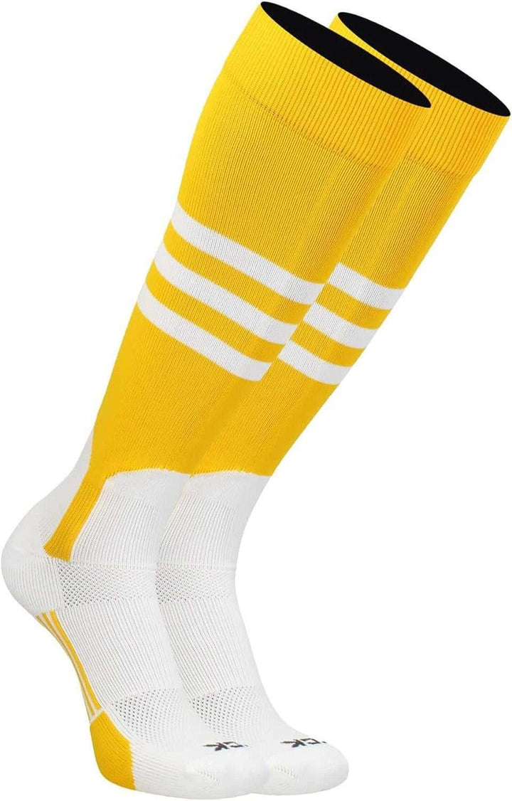 TCK Dugout Knee High Stirrup Socks - Gold White - HIT a Double - 1