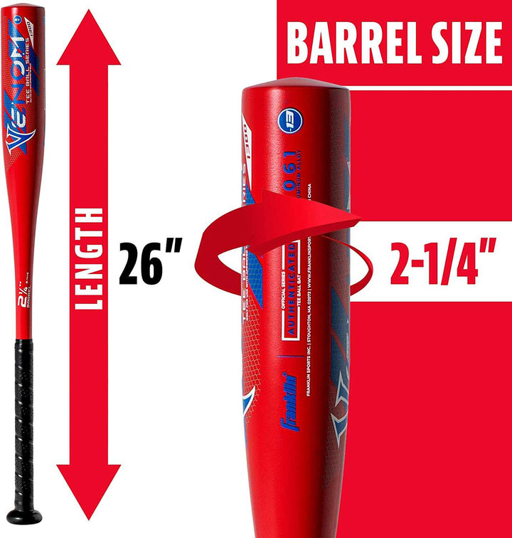 Franklin Venom 1300 -13 USA Approved 2 1/4" Tee Ball Bat - Red - HIT a Double - 7
