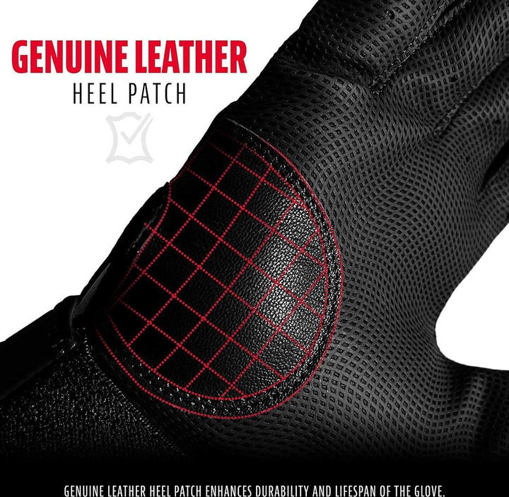 Franklin 2nd-Skinz Adult Batting Gloves - Black - HIT a Double - 3