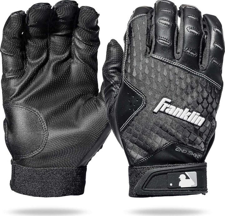 Franklin 2nd-Skinz Adult Batting Gloves - Black - HIT a Double - 1