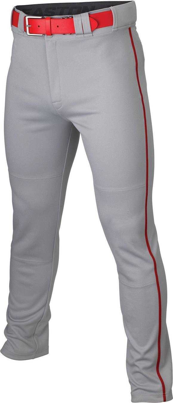 Easton Youth Rival+ Piped Baseball Pants - Gray Red - HIT A Double
