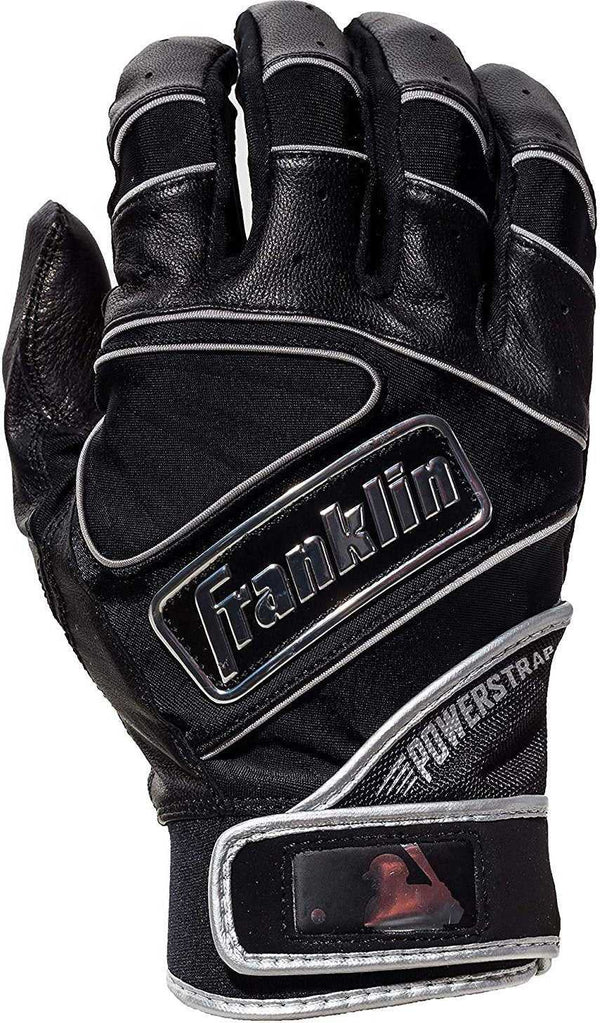 Franklin Chrome Powerstrap Adult Batting Gloves - Black - HIT a Double