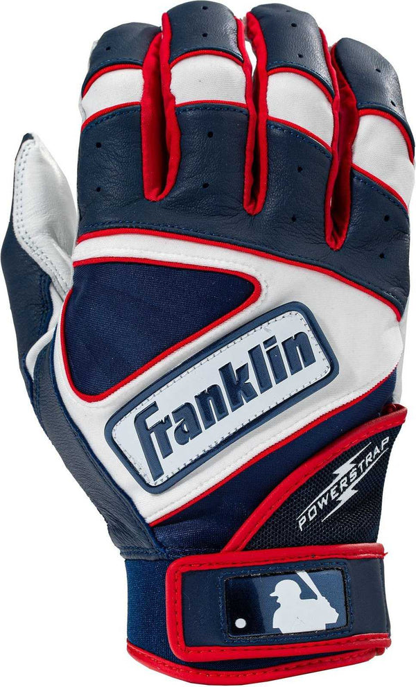 Franklin Powerstrap Hi-Lite Adult Batting Gloves - Red White Blue - HIT a Double