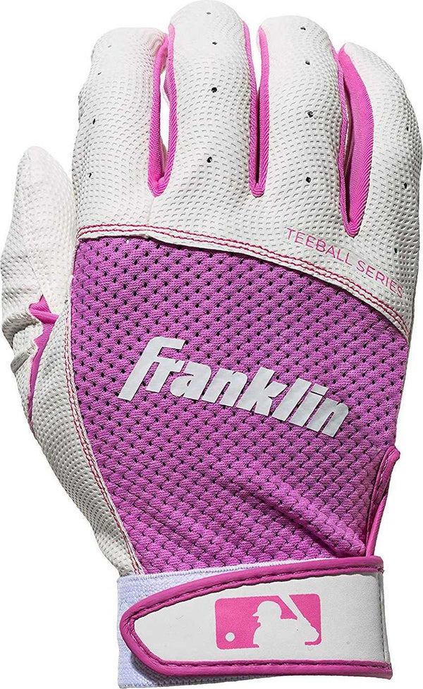 Franklin Teeball Flex Series Batting Gloves - White Pink - HIT a Double