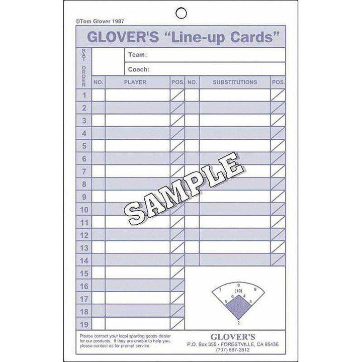 Glover's Baseball Softball 24 Line-Up Cards - 1 book - HIT a Double