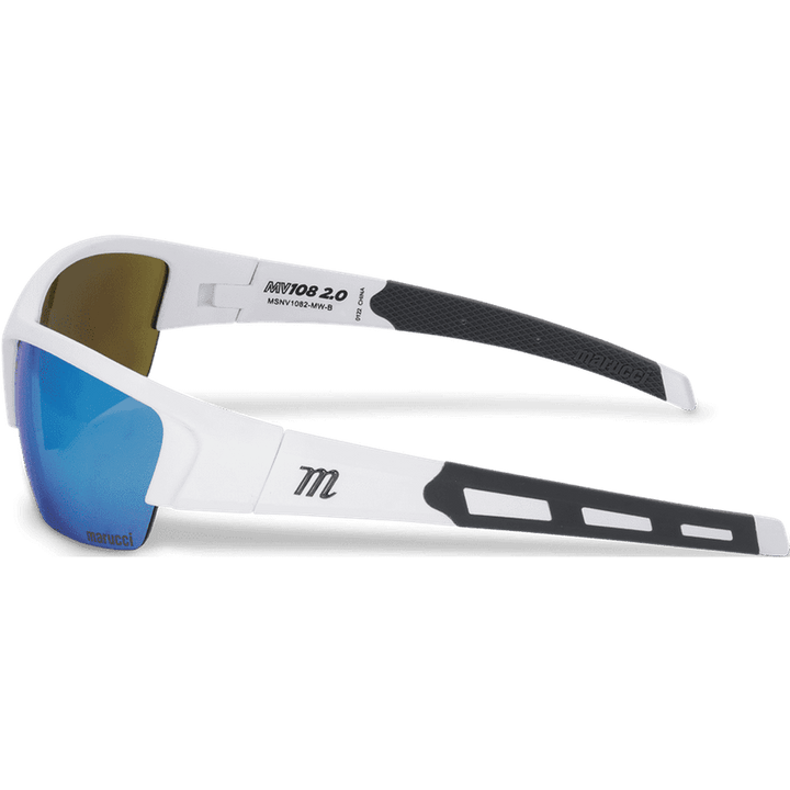 Marucci MV108 2.0 Performance Sunglasses - Matte White Blue - HIT a Double