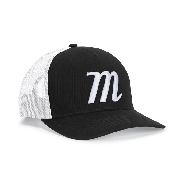 Marucci 'M ' Trucker Snapback Hat - Black White - HIT a Double - 1