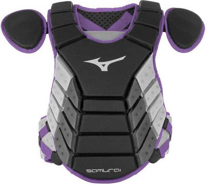 Mizuno Samurai 14" Chest Protector Youth - Black Electric Purple - HIT a Double