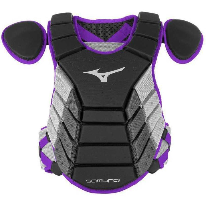 Mizuno 2019 Samurai 16" Chest Protector Adult - Black Purple - HIT a Double