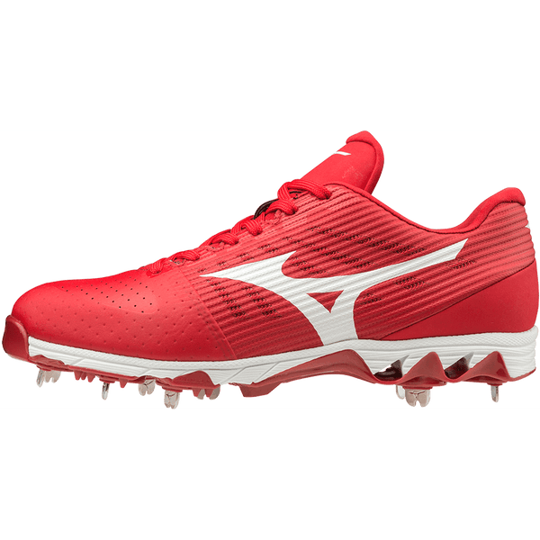 Mizuno 9-Spike Ambition Low Metal Cleats - Red White - HIT A Double