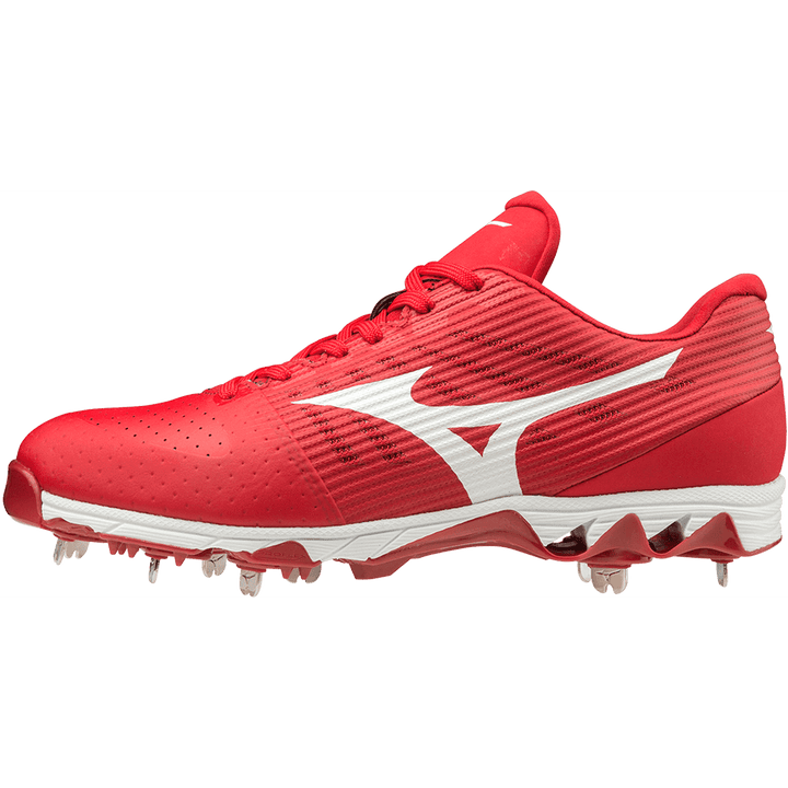 Mizuno 9-Spike Ambition Low Metal Cleats - Red White - HIT A Double