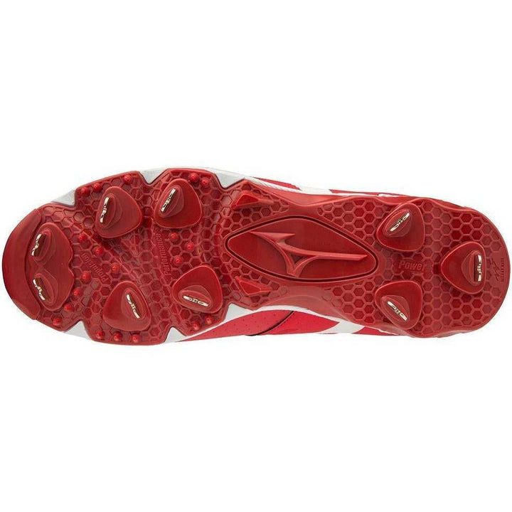 Mizuno 9-Spike Ambition Low Metal Cleats - Red White - HIT A Double
