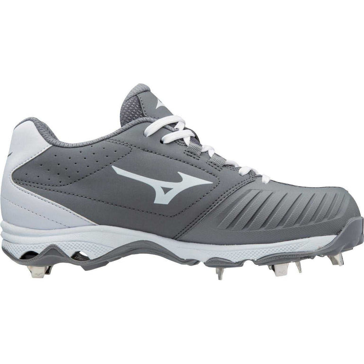 Mizuno 9-Spike Women's Advanced Sweep 4 Low Metal Cleats - Gray White - HIT a Double