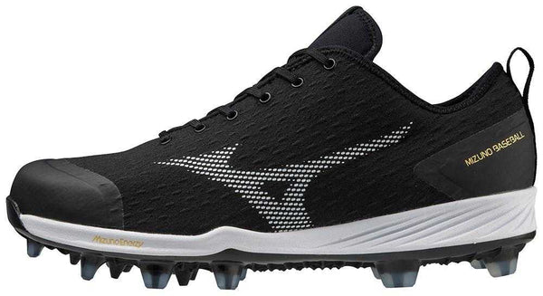 Mizuno Dominant 4 Low Molded Cleats - Black White - HIT a Double - 1