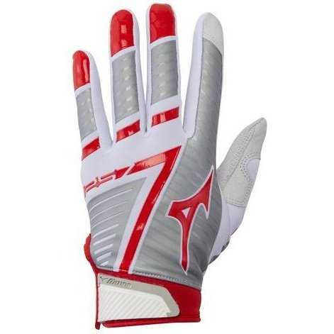 Mizuno F-257 Women's Softball Batting Gloves - White Red - HIT a Double