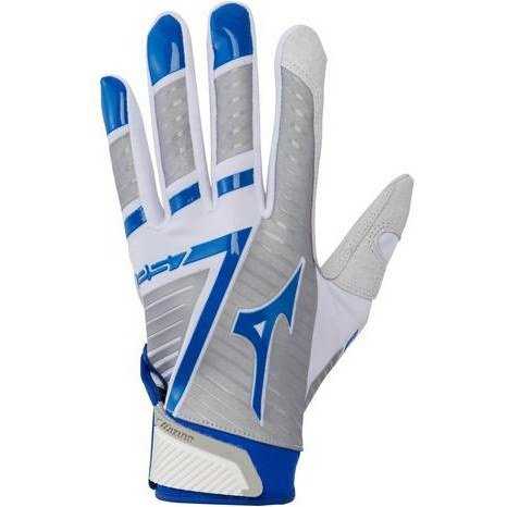 Mizuno F-257 Women's Softball Batting Gloves - White Royal - HIT a Double