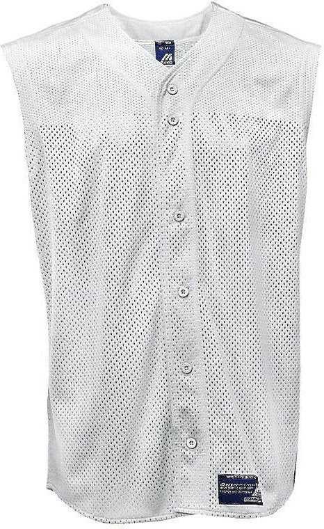 Mizuno Full Button Mesh Sleeveless Jersey - White - HIT a Double