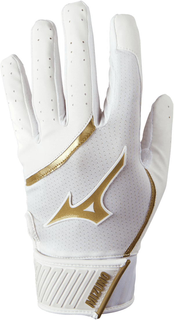 Mizuno MVP Youth Baseball Batting Glove - White Gold - HIT a Double
