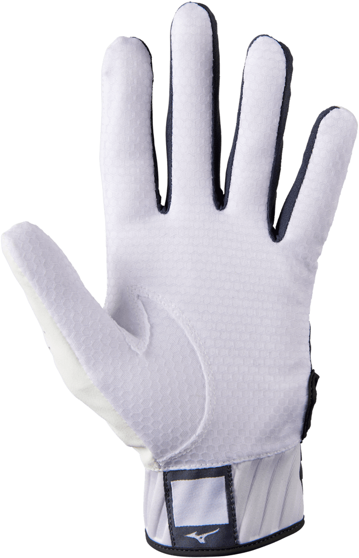 Mizuno MVP Youth Baseball Batting Glove - White Gray - HIT a Double