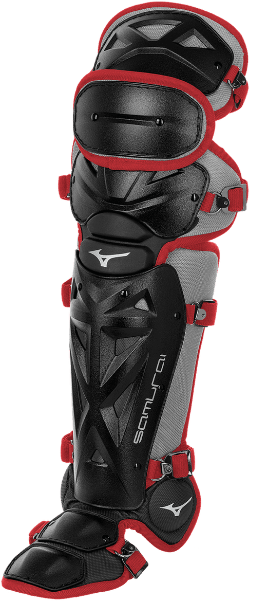 Mizuno Samurai Youth 14 1/2" Shin Guards 380383 - Black Cardinal - HIT A Double