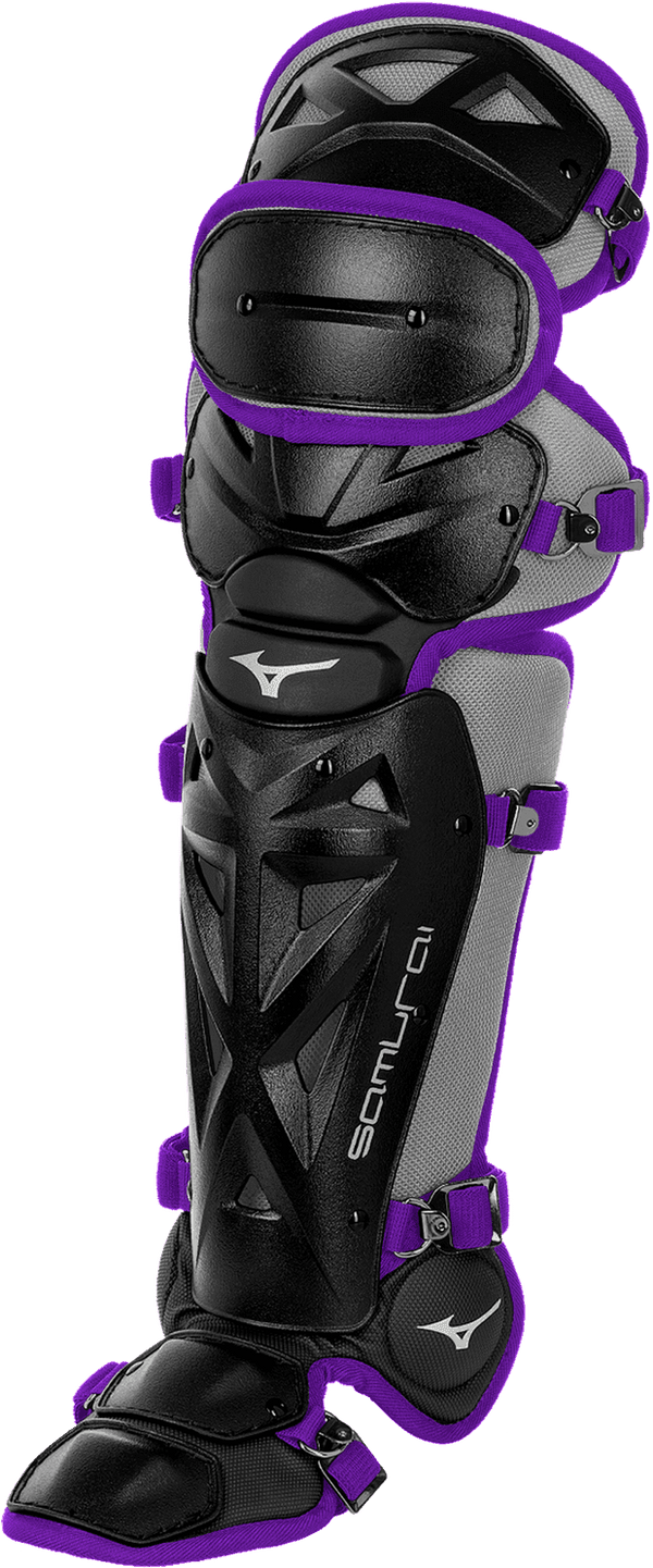 Mizuno Samurai Youth 14 1/2" Shin Guards 380383 - Black Purple - HIT A Double