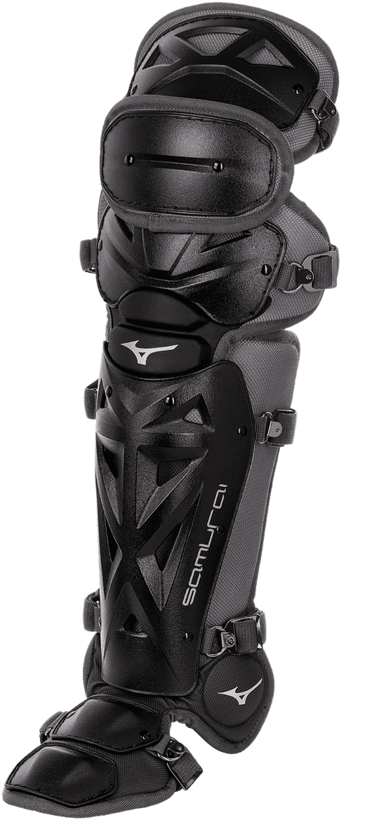 Mizuno Samurai Youth 14 1/2" Shin Guards 380383 - Black Gray - HIT A Double