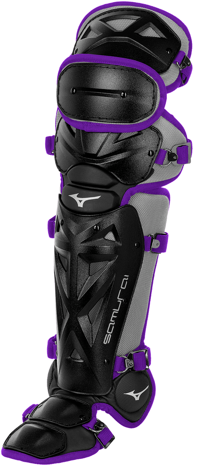 Mizuno Samurai Youth 14 1/2" Shin Guards 380383 - Black Purple - HIT A Double