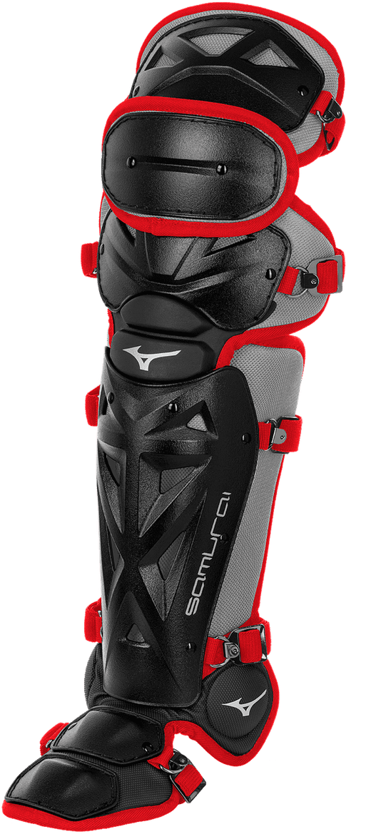 Mizuno Samurai Youth 14 1/2" Shin Guards 380383 - Black Red - HIT A Double