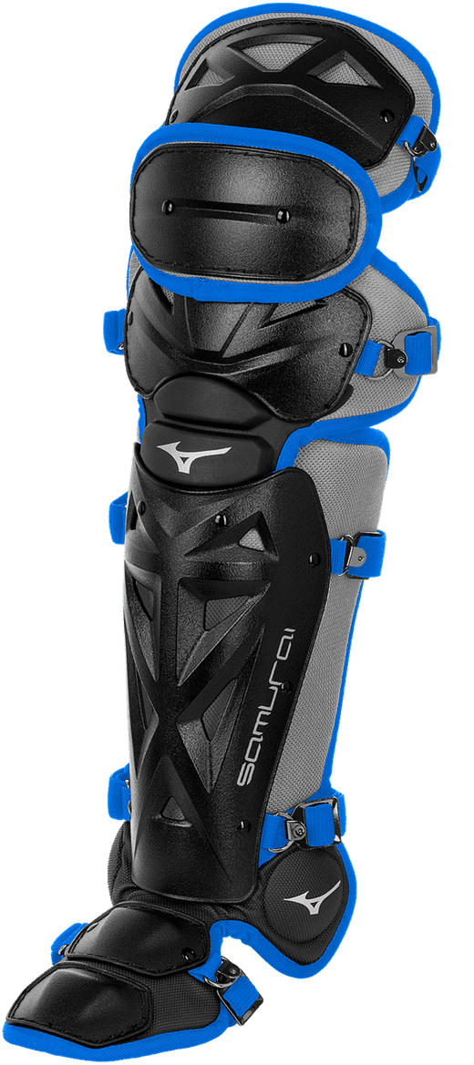 Mizuno Samurai Youth 14 1/2" Shin Guards 380383 - Black Royal - HIT A Double