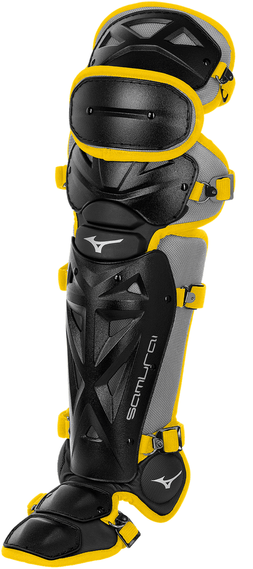 Mizuno Samurai Youth 14 1/2" Shin Guards 380383 - Black Yellow - HIT a Double