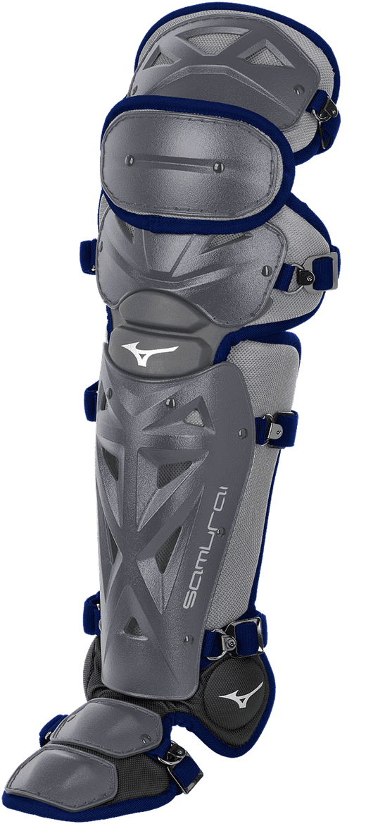 Mizuno Samurai Youth 14 1/2" Shin Guards 380383 - Gray Navy - HIT A Double