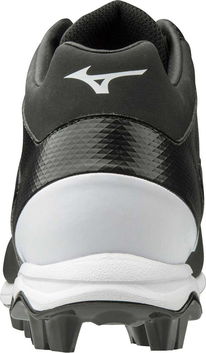 Mizuno Select Nine TPU Mid Molded Cleat - Black White - HIT a Double