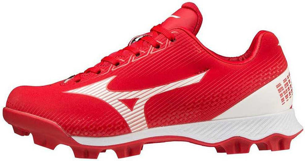 Mizuno Wave Lightrevo Low Molded Cleats - Red White - HIT a Double
