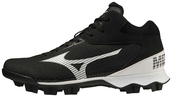 Mizuno Wave Lightrevo Mid Molded Cleats - Black White - HIT a Double - 1
