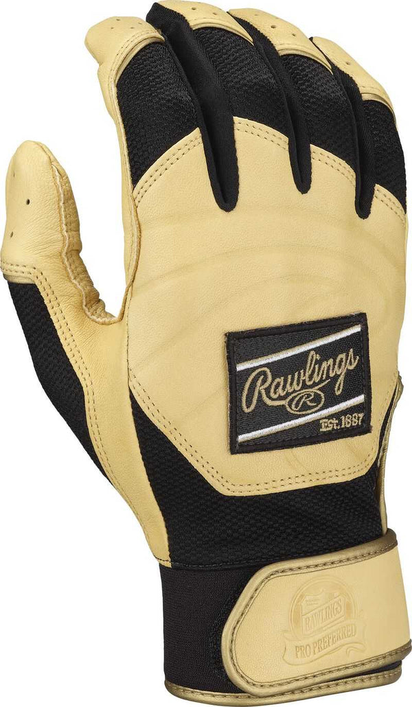 Rawling Pro Preferred Adult Batting Gloves - Camel Black - HIT a Double - 1