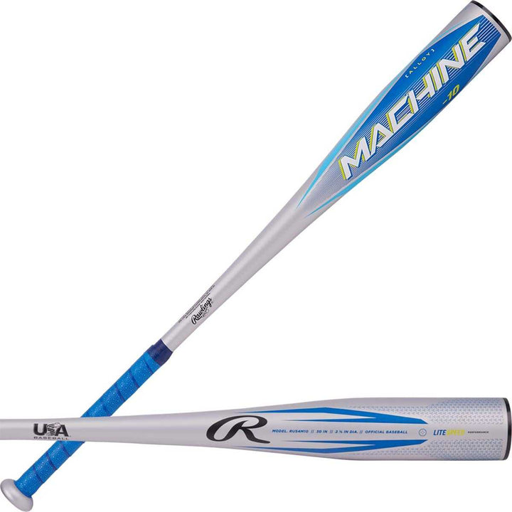 Rawlings 2024 Machine 2 5/8" Barrel -10 USA Bat - Blue Silver - HIT a Double - 1