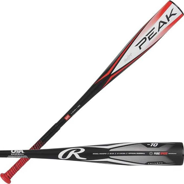 Rawlings 2024 Peak -10 2 5/8" USA Approved Big Barrel Bat - Black Red - HIT a Double - 1