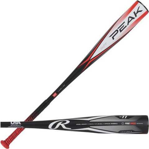 Rawlings 2024 Peak -11 2 5/8" USA Approved Big Barrel Bat - Black Red - HIT a Double - 1