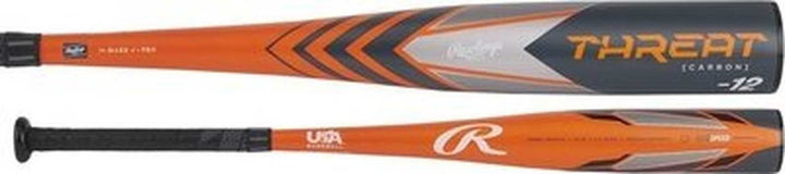 Rawlings 2024 Threat 2 5/8" Barrel -12 USA Bat - Black Orange - HIT a Double - 2