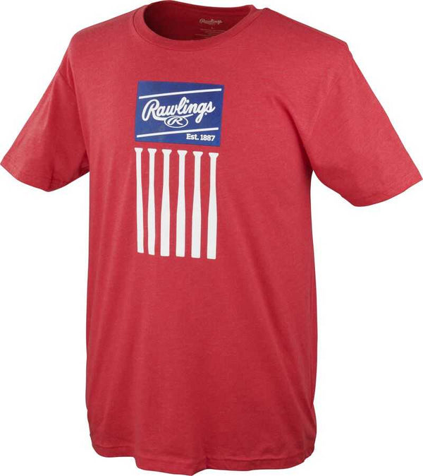 Rawlings Bat Flag Tee - Scarlet - HIT a Double - 1