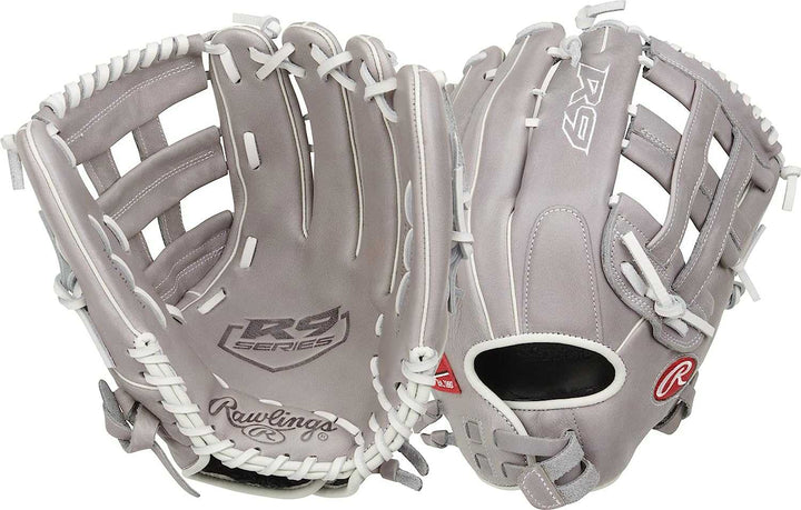Rawlings R9 13.00" Fastpitch Utility Glove R9SB130-6G - Gray White - HIT a Double - 3