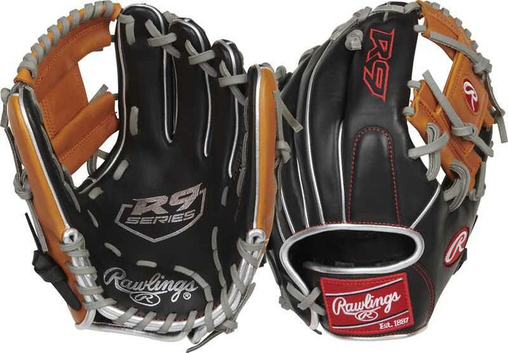 Rawlings R9 Contour Series 11.25" Infield Glove R91125U-2BT - Black Tan - HIT a Double - 3