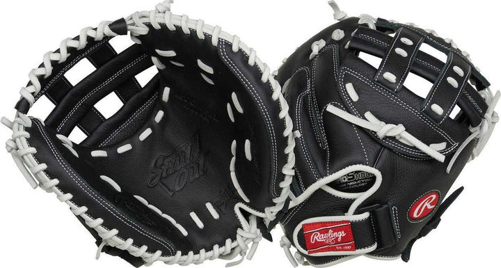 Rawlings Shut Out Series 31.50" Fastpitch Catcher's Mitt RSOCM315BW - Black White - HIT a Double - 3