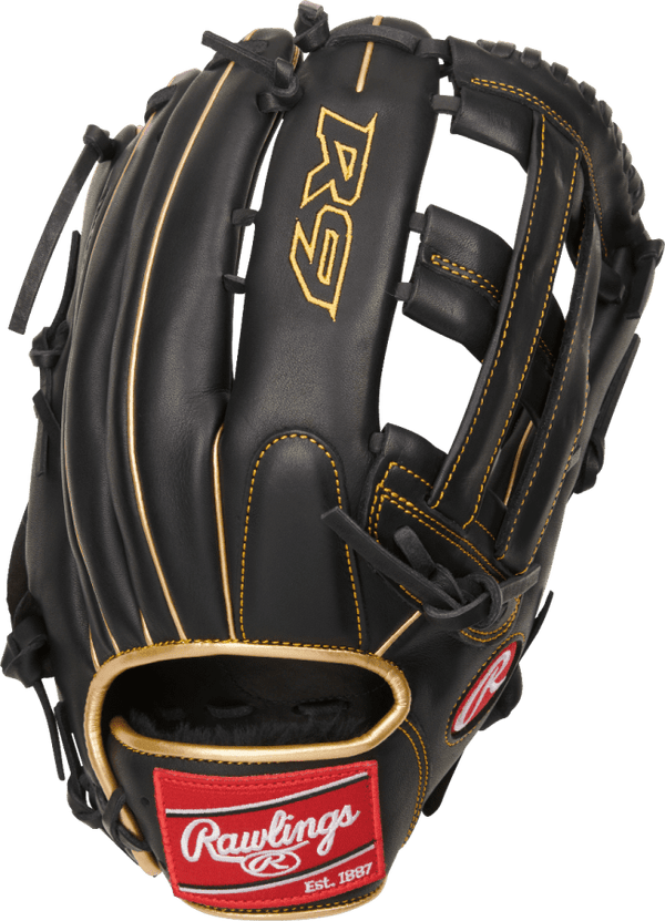 Rawlings 2021 R9 Series 12.75" Outfield Glove R93029-6BG - Black Gold - HIT A Double