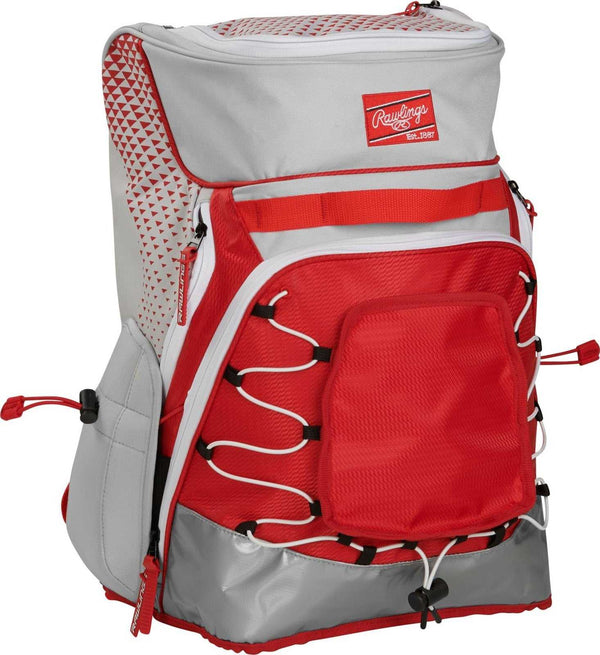 Rawlings R800 Softball Backpack - Gray Scarlet - HIT a Double