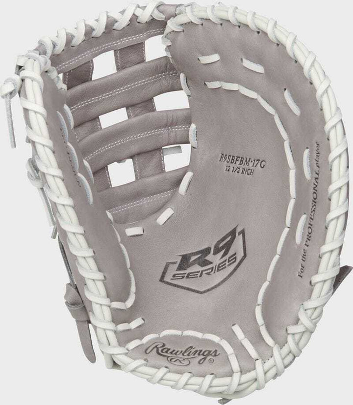 Rawlings R9 12.50" 1st Base Mitt R9SBFBM-17G - Gray White - HIT a Double - 2