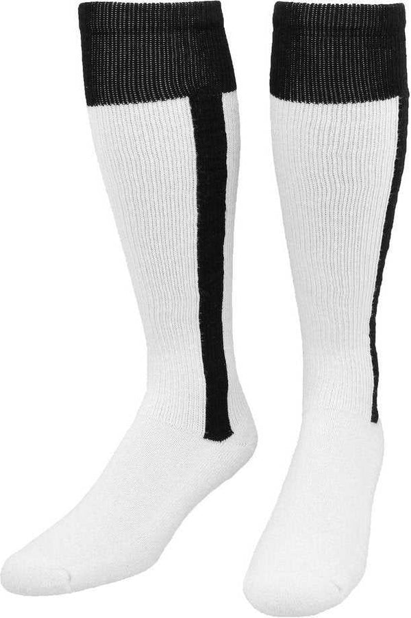 TCK 2-N-1 Premium Knee High Stirrup Socks - Black White - HIT a Double