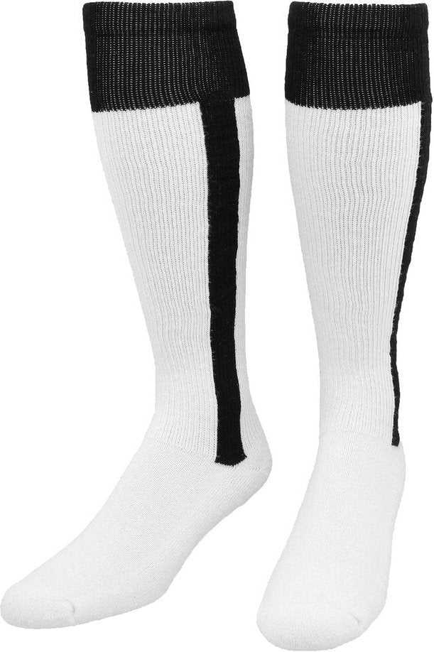 TCK 2-N-1 Premium Knee High Stirrup Socks - Black White - HIT a Double