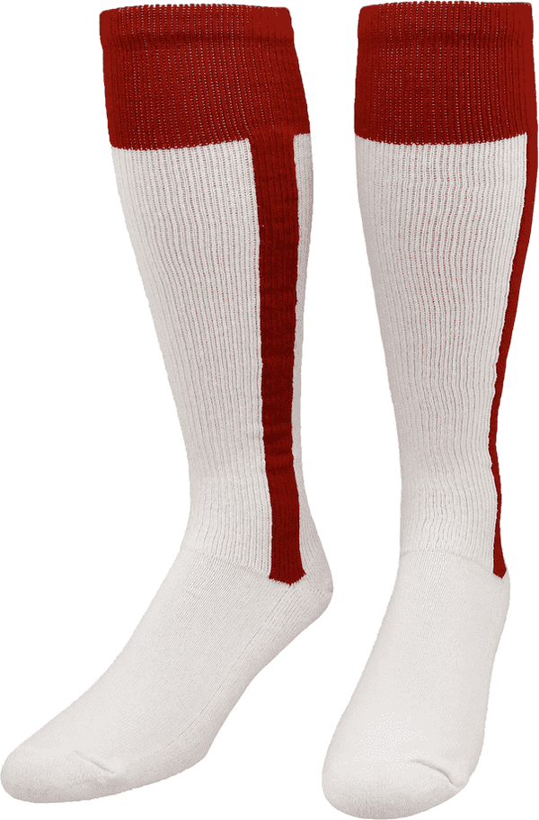 TCK 2-N-1 Premium Knee High Stirrup Socks - Cardinal White - HIT a Double