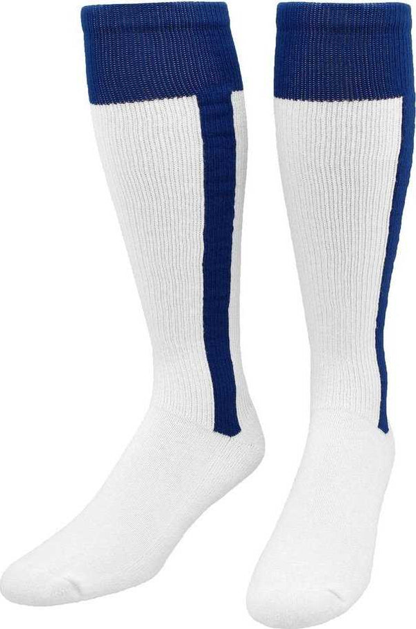 TCK 2-N-1 Premium Knee High Stirrup Socks - Navy White - HIT a Double